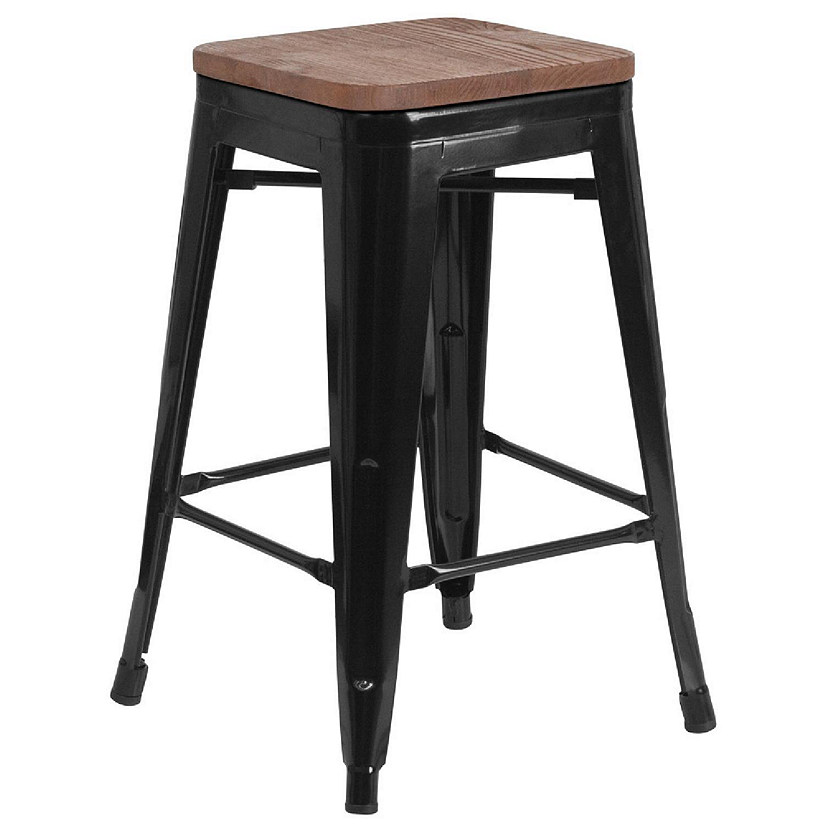 Metal bar stool discount with wood seat