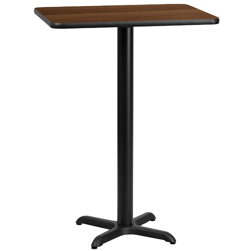 Emma + Oliver 24"x30" Walnut Laminate Bar Table Top-22"x22" Base Image