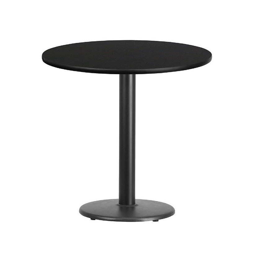 Emma + Oliver 30"RD Black Laminate Table Top with 18"RD Base Image