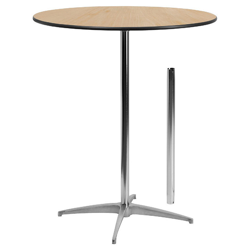 Emma + Oliver 36" Round Wood Cocktail Table with 30" and 42" Columns Image