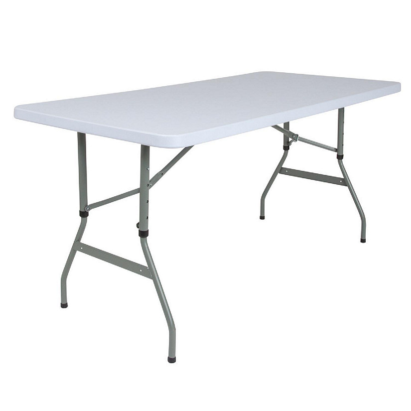 Emma + Oliver 4.93-Foot Height Adjustable Granite White Plastic Folding Table - Activity Table Image