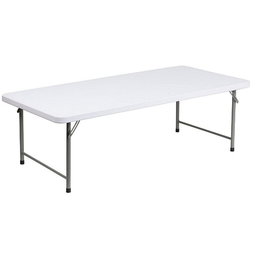 Emma + Oliver 4.93-Foot Kid's Granite White Plastic Folding Activity Table - Play Table Image