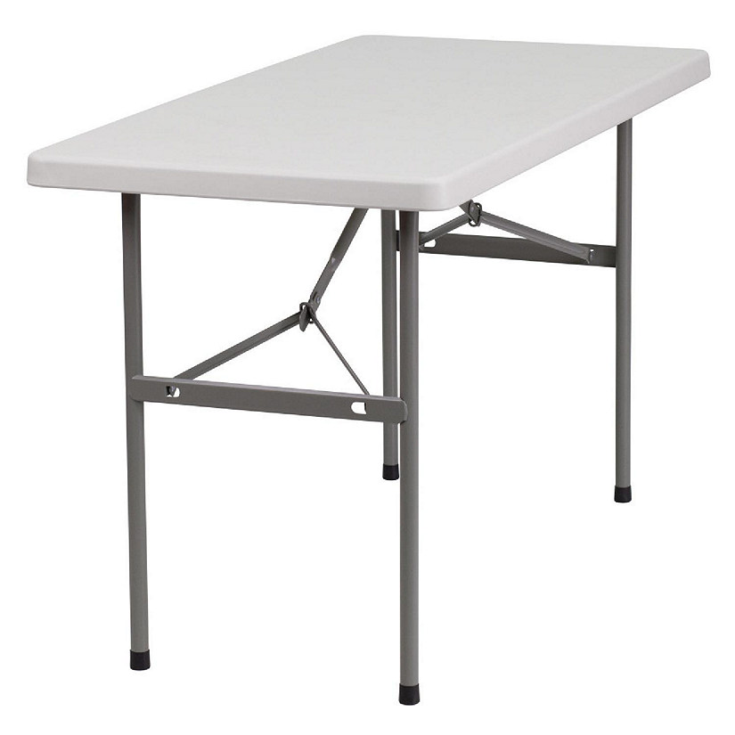 Emma + Oliver 4Foot Granite White Plastic Folding Table Banquet