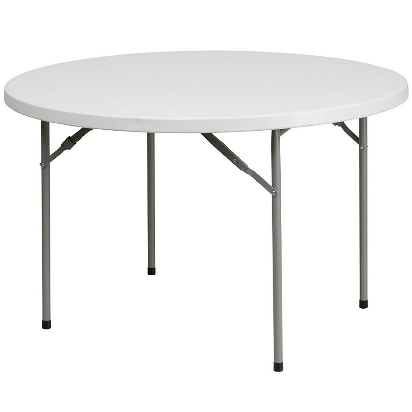 Emma + Oliver 4-Foot Round Granite White Plastic Folding Table - Banquet / Event Folding Table Image