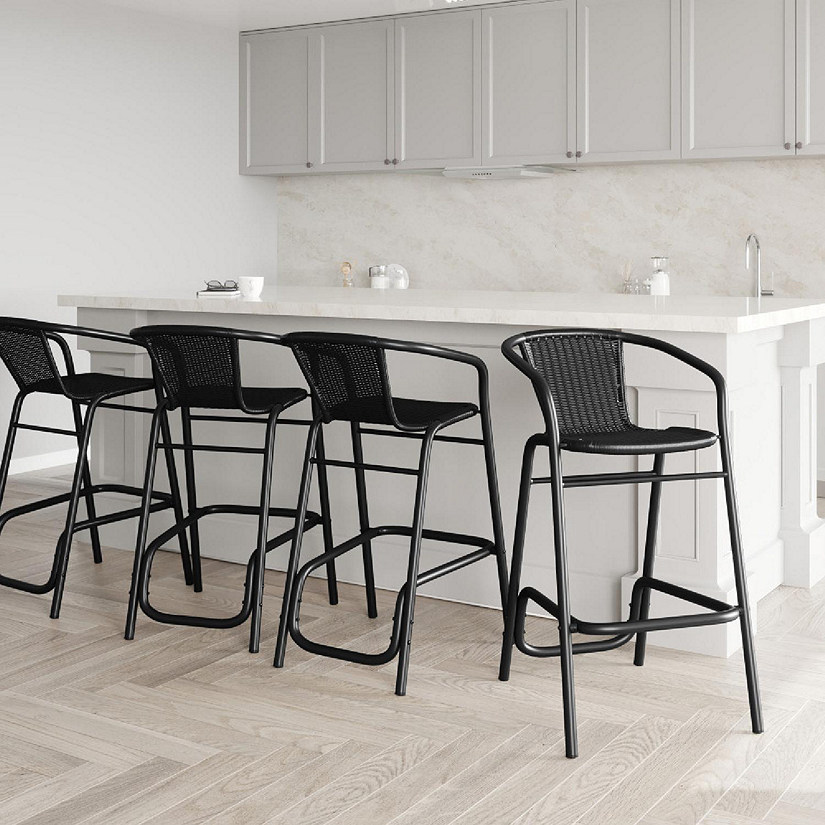 Emma + Oliver 4 Pack Black Barstool Image