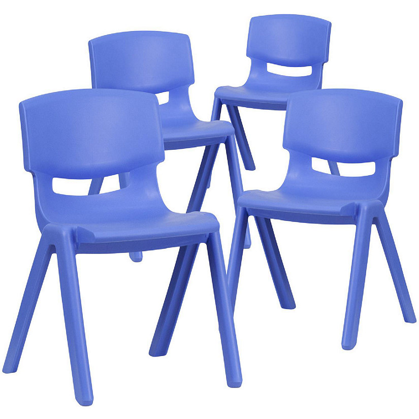 Emma + Oliver 4 Pack Blue Plastic Stack School Chair with 13.25"H Seat, K-2 School Chair Image