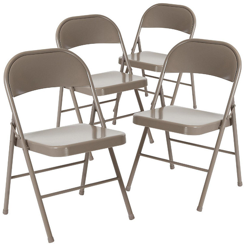 Emma + Oliver 4 Pack Double Braced Gray Metal Folding Chair Image