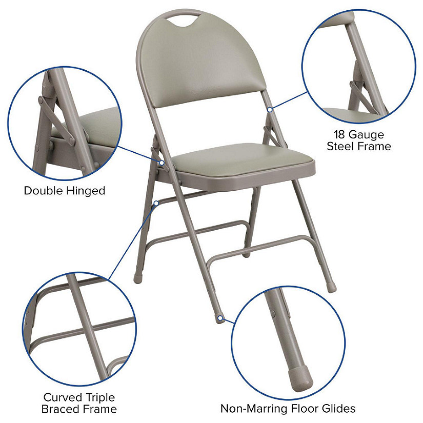Emma + Oliver 4 Pack Easy-Carry Gray Vinyl Metal Folding Chair Image