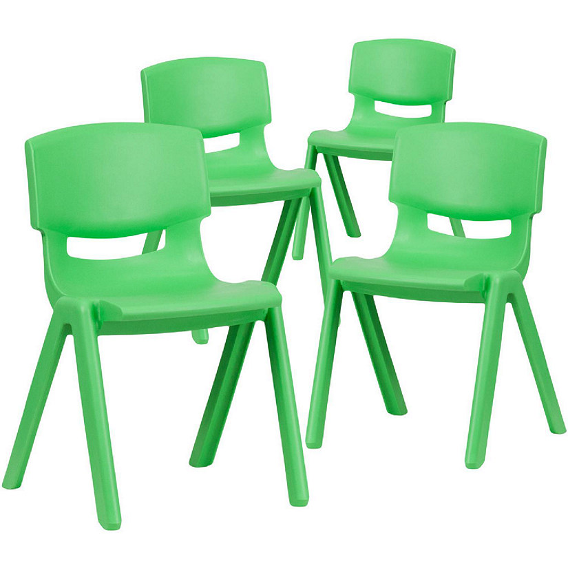 Emma + Oliver 4 Pack Green Plastic Stack School Chair with 13.25"H Seat, K-2 School Chair Image