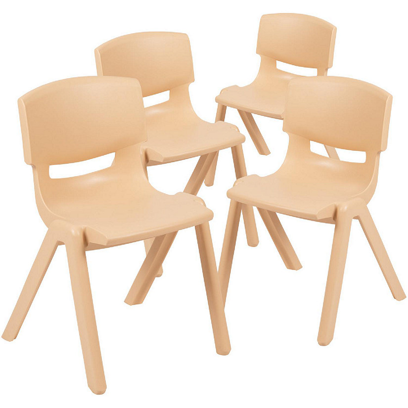 Emma + Oliver 4 Pack Natural Plastic Stack School Chair with 13.25"H Seat, K-2 School Chair Image