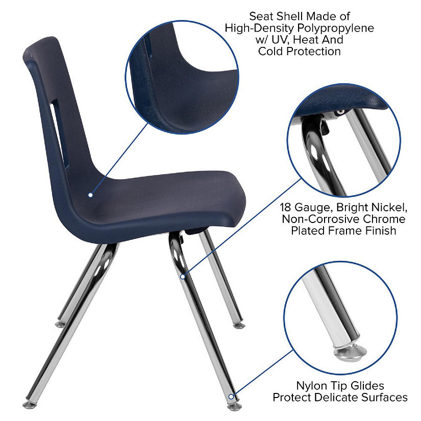 Emma + Oliver 4-pack Navy Student Stack School Chair - 16-inch Image