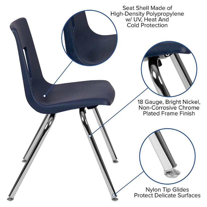 Emma + Oliver 4-pack Navy Student Stack School Chair - 18-inch Image