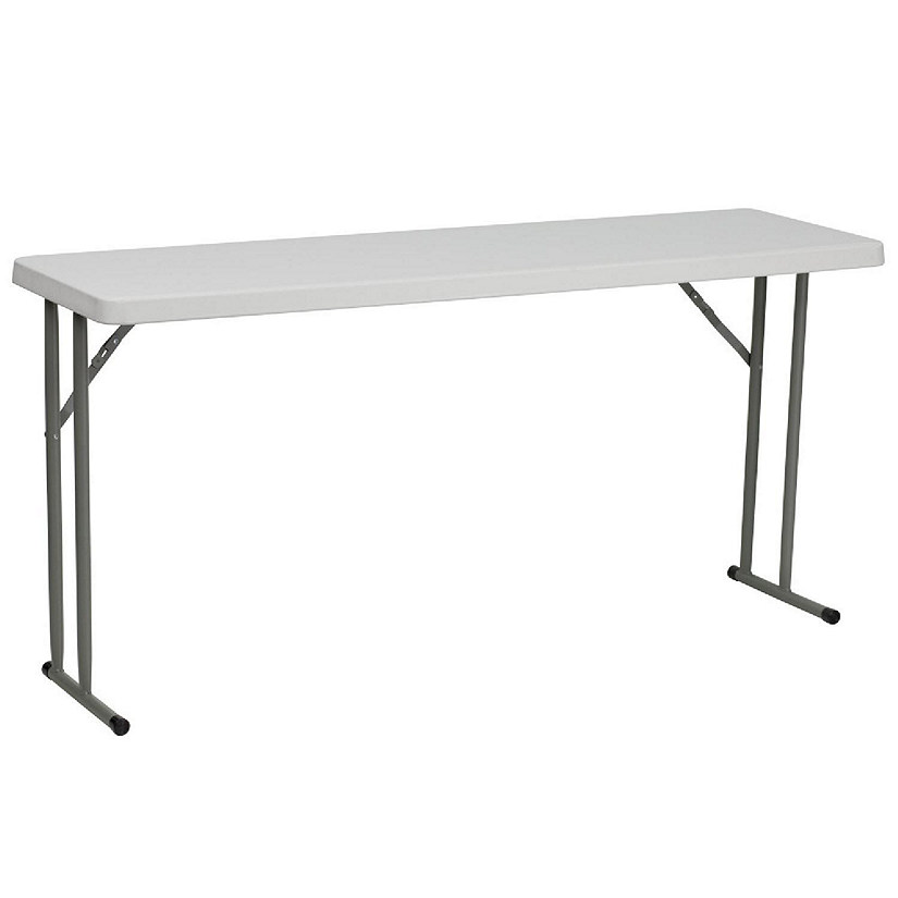 Emma + Oliver 5-Foot Rectangle Granite White Plastic Folding Training / Seminar Table Image