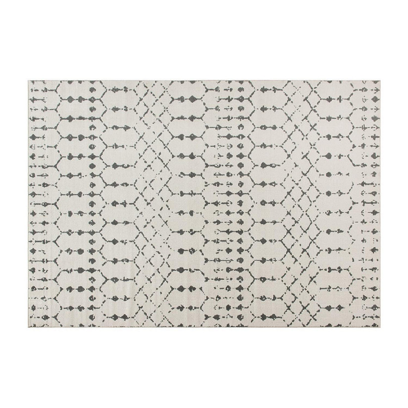 Emma + Oliver 5' x 7' Ivory and Gray Geometric Style Modern Bohemian Design Area Rug Image