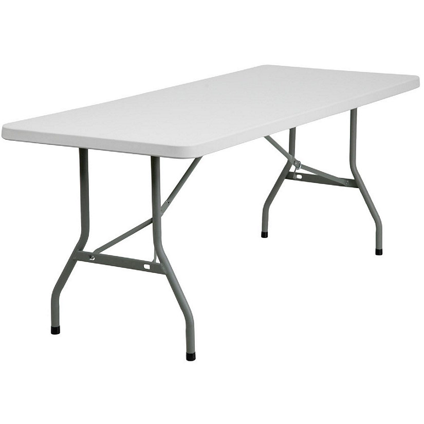 Emma + Oliver 6Foot Granite White Plastic Folding Table Banquet