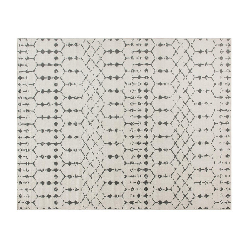 Emma + Oliver 8' x 10' Ivory and Gray Geometric Style Modern Bohemian Design Area Rug Image