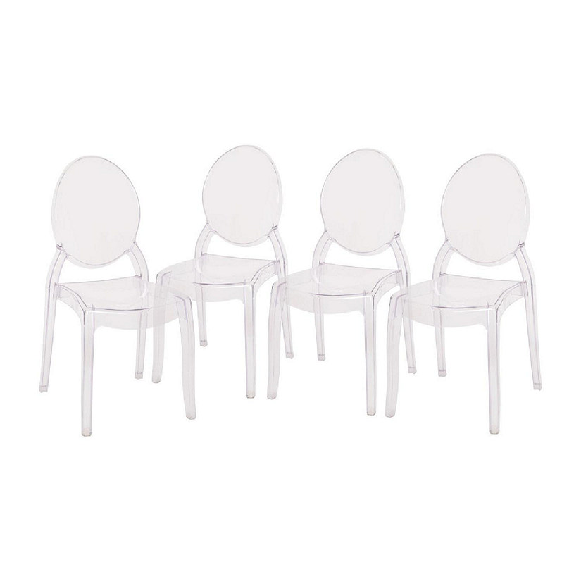 Emma + Oliver Accent Chair - Polycarbonate Resin in Transparent Crystal - Extra Wide Seat - Indoor/Outdoor Use - Stack 4 High - Protective Plastic Floor Glides Image