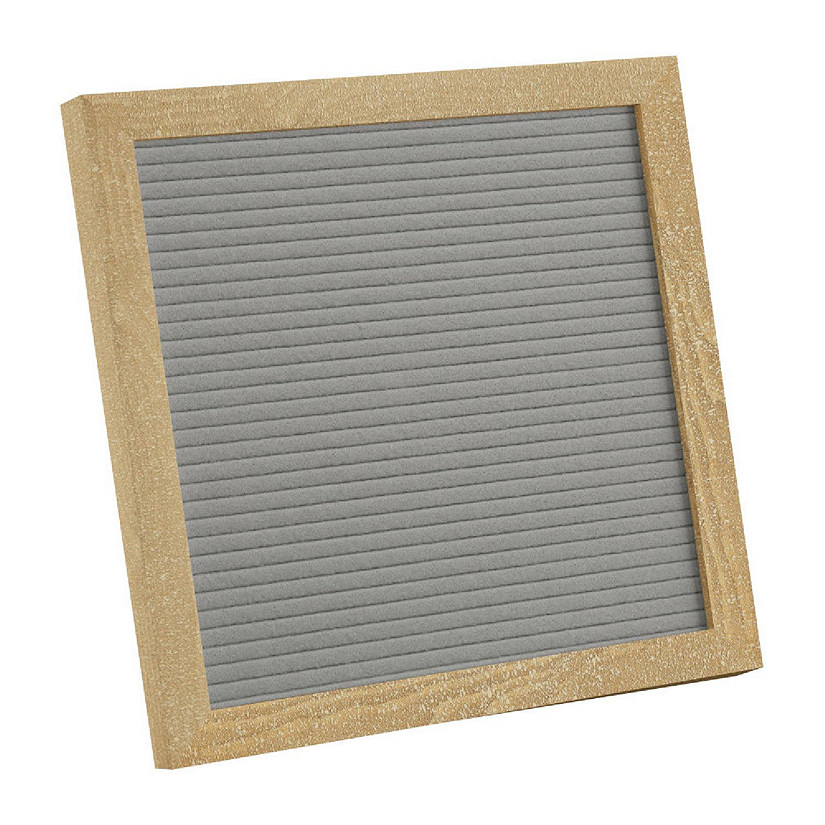 Emma + Oliver Bette Weathered Wood 10"x10" and Gray Felt Letter Board Set with 389 Letters Including Numbers, Symbols, Icons and a Canvas Carrying Case Image