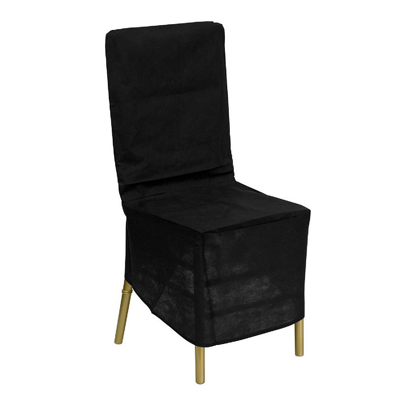 Emma + Oliver Black Fabric Chiavari Chair Storage Cover Image