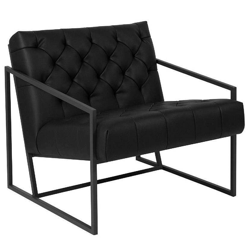 Emma + Oliver Black LeatherSoft Tufted Lounge Chair Image