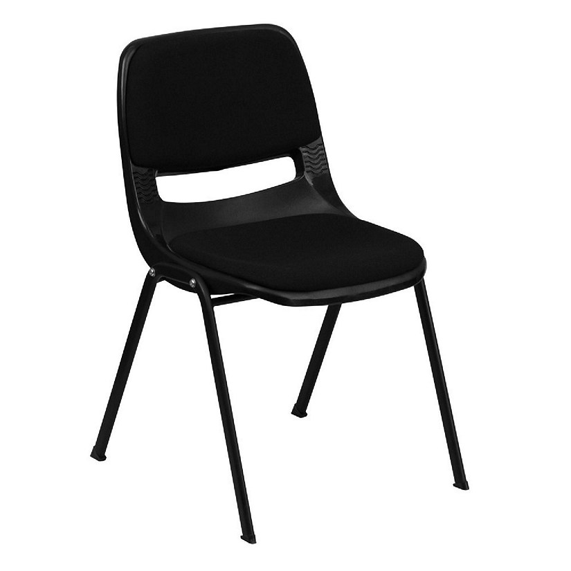 Emma + Oliver Black Padded Ergonomic Shell Student Stack Chair - Classroom / Guest Chair Image