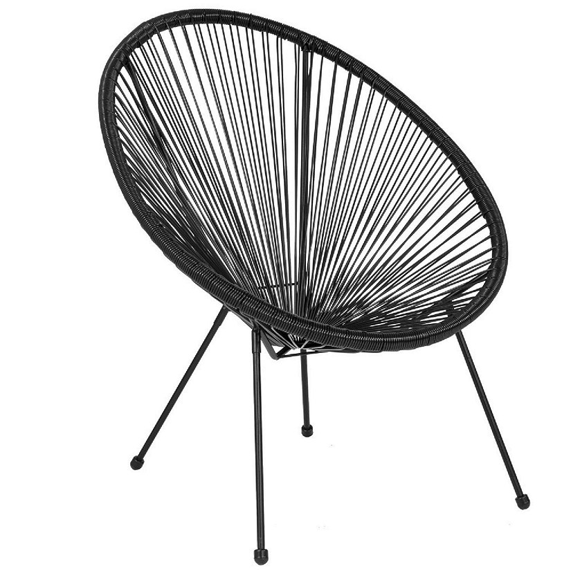 Emma + Oliver Black Papasan Bungee Lounge Chair Image