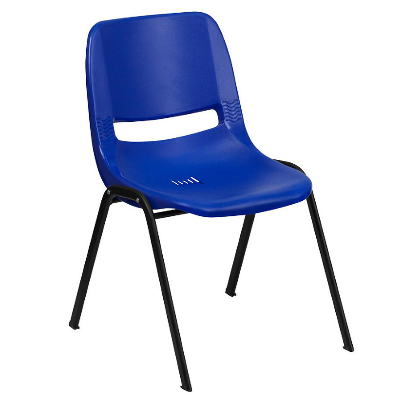 Emma + Oliver Blue Ergonomic Shell Student Stack Chair - Classroom Chair / Office Guest Chair Image