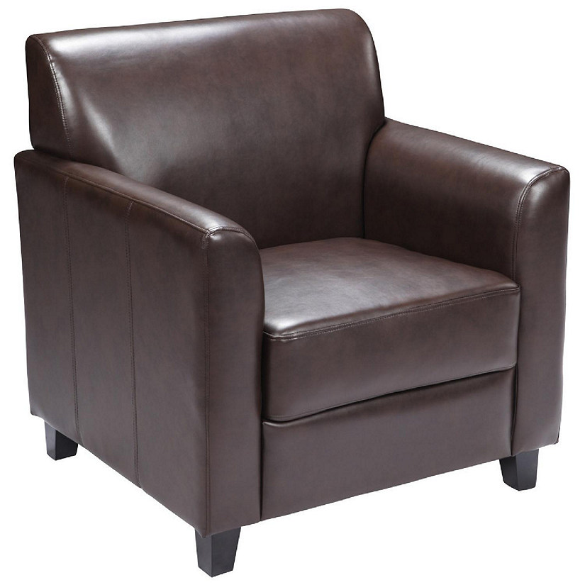 Emma + Oliver Brown LeatherSoft Chair with Clean Line Stitched Frame Image