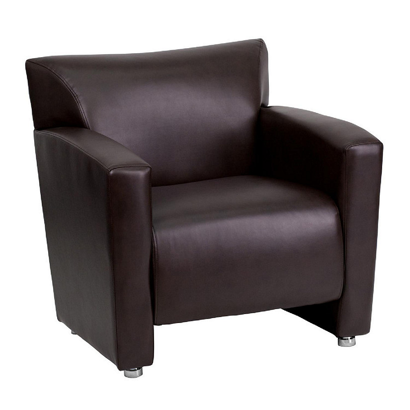 Emma + Oliver Brown LeatherSoft Chair with Extended Panel Arms Image