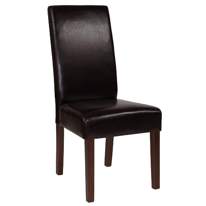 Emma + Oliver Brown LeatherSoft Parsons Chair with Mahogany Legs Image