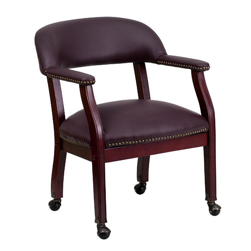 Emma + Oliver Burgundy LeatherSoft Conference Chair with Casters Image