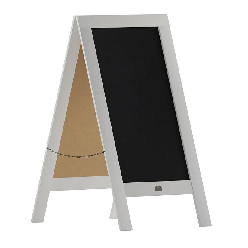 Emma + Oliver Burke Deluxe Magnetic Chalkboard Set - White Wood Frame - Double Sided - 40"x20" - Includes 8 Chalk Markers, 10 Stencils and 2 Rustic Magnets Image