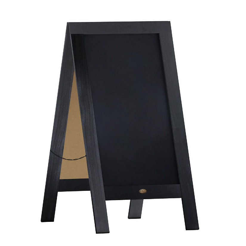 Emma + Oliver Burke Sandwich Chalkboard - Black Folding A-Frame - Double Sided Magnetic Drawing Surface - 40"x20" - Easy to Clean Image