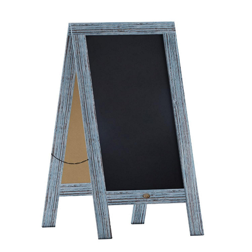 Emma + Oliver Burke Sandwich Chalkboard - Blue Folding A-Frame - Double Sided Magnetic Drawing Surface - 40"x20" - Easy to Clean Image