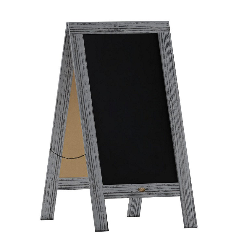 Emma + Oliver Burke Sandwich Chalkboard - Graywashed Folding A-Frame - Double Sided Magnetic Drawing Surface - 40"x20" - Easy to Clean Image