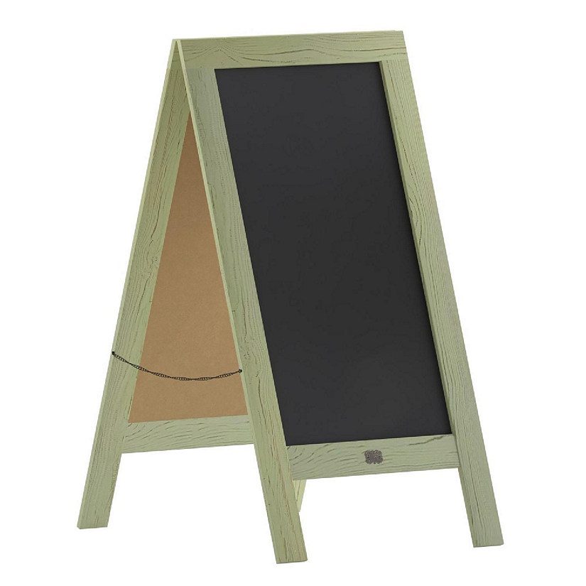 Emma + Oliver Burke Sandwich Chalkboard - Green Folding A-Frame - Double Sided Magnetic Drawing Surface - 40"x20" - Easy to Clean Image
