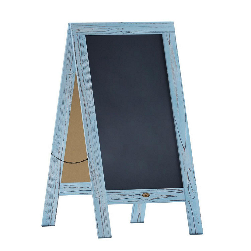 Emma + Oliver Burke Sandwich Chalkboard - Robin Blue Folding A-Frame - Double Sided Magnetic Drawing Surface - 40"x20" - Easy to Clean Image