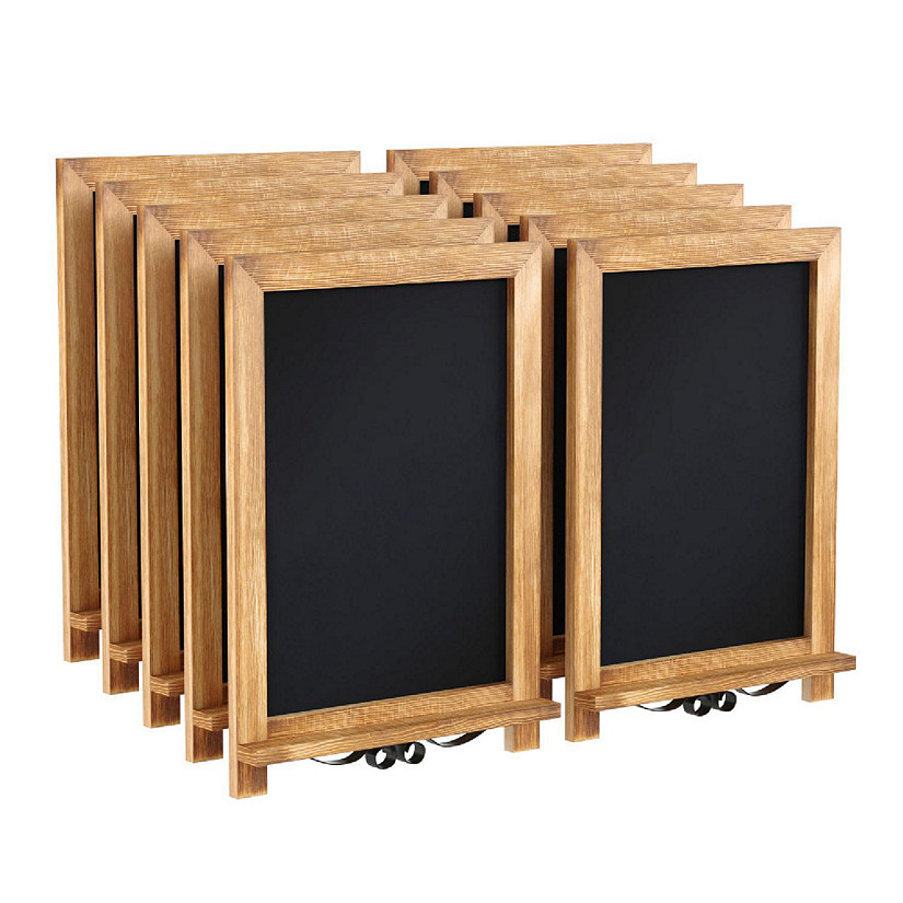 Emma + Oliver Burke Set of 10 Torched Brown 12"x17" Vintage Tabletop or Wall Hanging Chalkboards with Magnetic Surfaces and Folding Legs Image