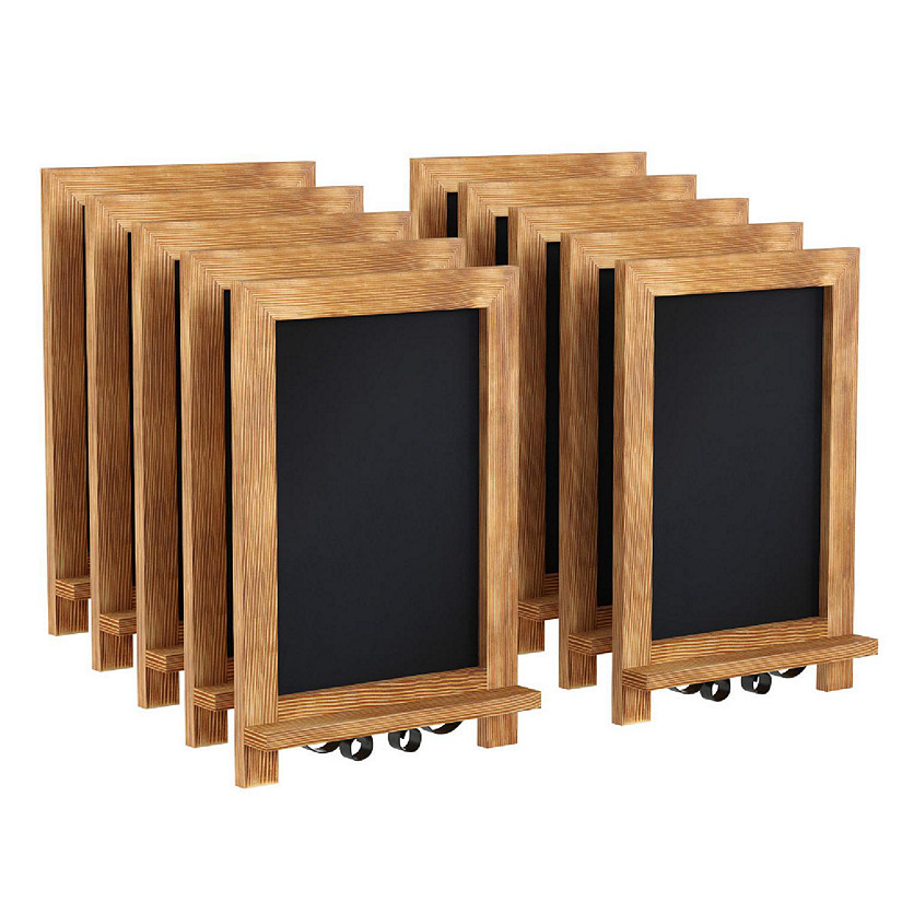 Emma + Oliver Burke Set of 10 Torched Brown 9.5"x14" Vintage Tabletop or Wall Hanging Chalkboards with Magnetic Surfaces and Folding Legs Image