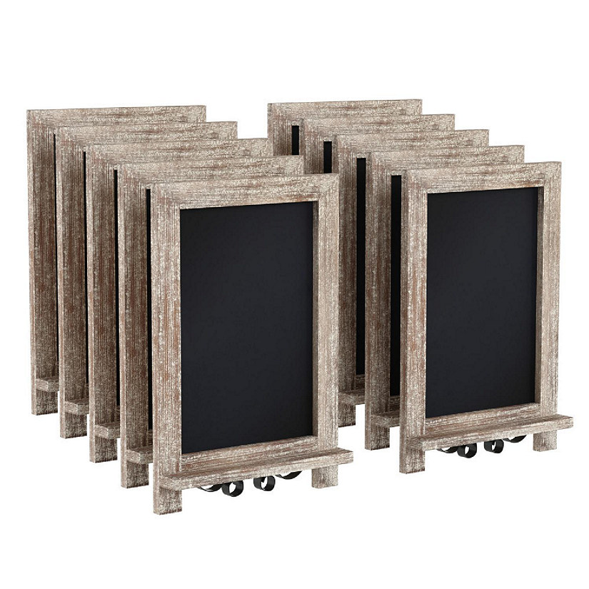 Emma + Oliver Burke Tabletop Chalkboard - Weathered Frame - Magnetic Drawing Surface - Folding Legs - Can be Wall Mounted - 9.5"x14" - Easy to Clean - Set of 10 Image