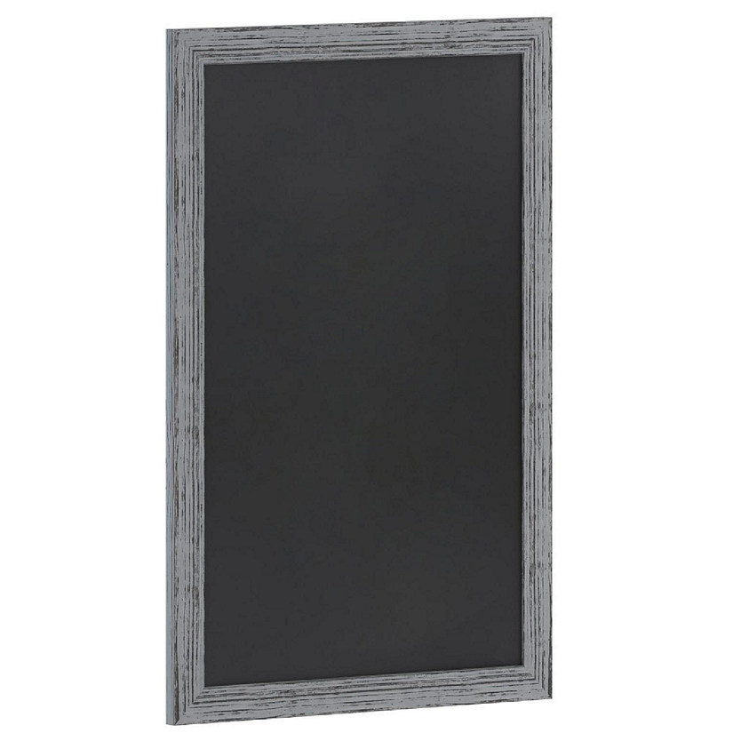 Emma + Oliver Burke Wall Hanging Chalkboard with Eraser - Gray Wooden Frame - Magnetic Drawing Surface - 24"x36" - Vertical or Horizontal Hanging Image