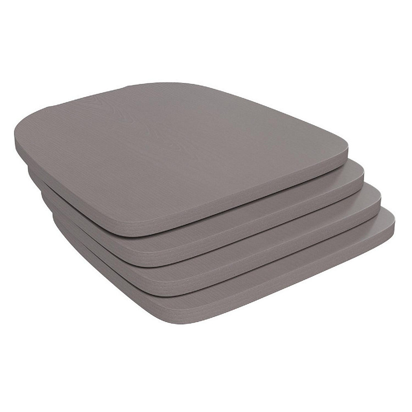 Emma + Oliver Carew All-Weather Polyresin Seat - Gray Finish - Attaches in 10 Minutes or Less with Included Hardware - Set of 4 Image