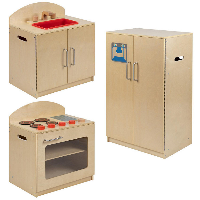 Emma + Oliver Children's Wooden Kitchen Set-Stove/Sink/Refrigerator for Commercial or Home Use Image
