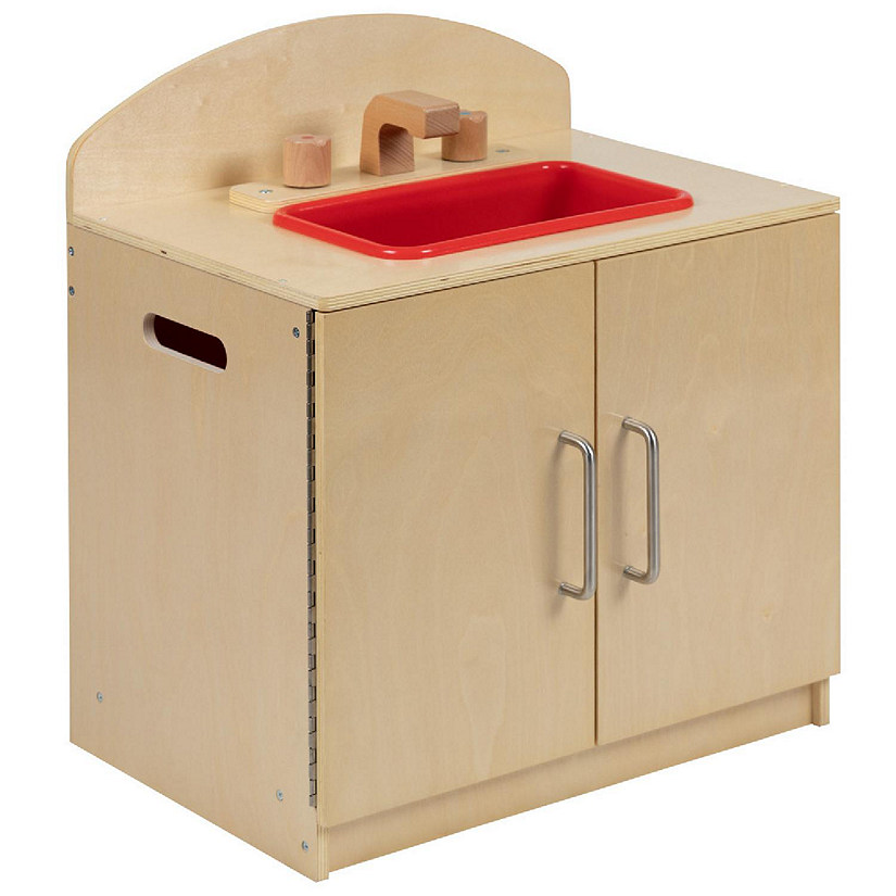 Emma + Oliver Children's Wooden Kitchen Sink with Turnable Knobs for Commercial or Home Use Image