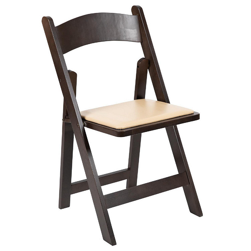 Emma + Oliver Chocolate Wood Folding Chair with Detachable Vinyl Padded Seat Image