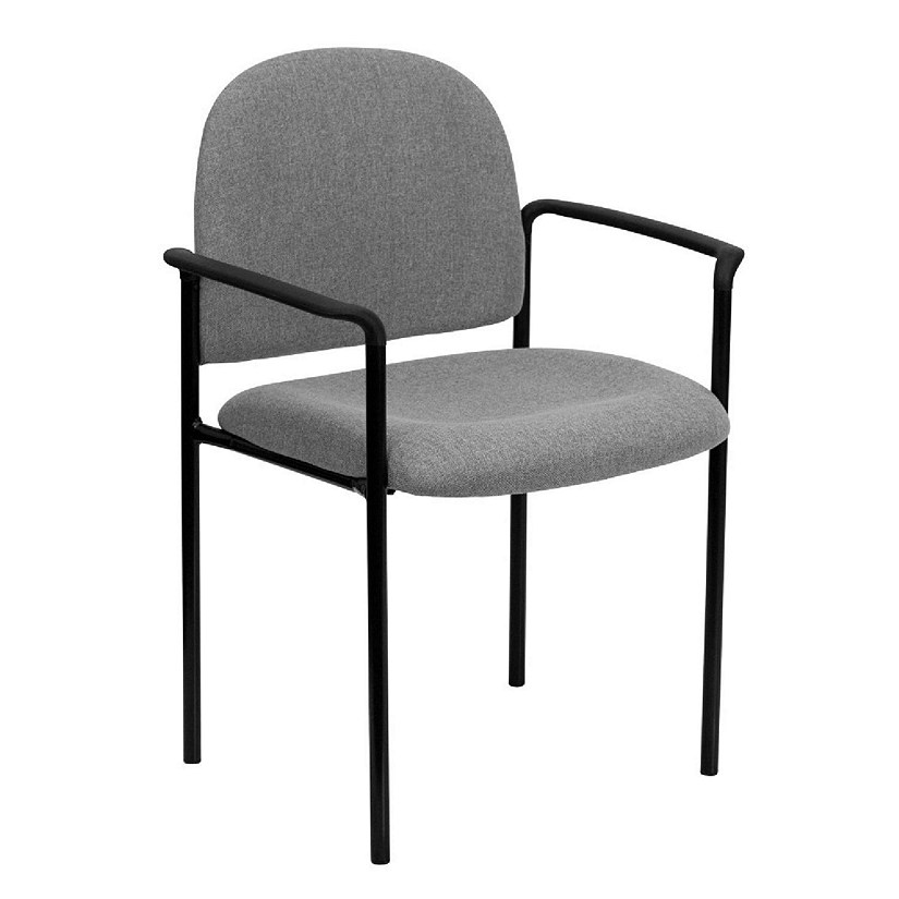 Emma + Oliver Comfort Gray Fabric Stackable Steel Side Reception Chair with Arms Image