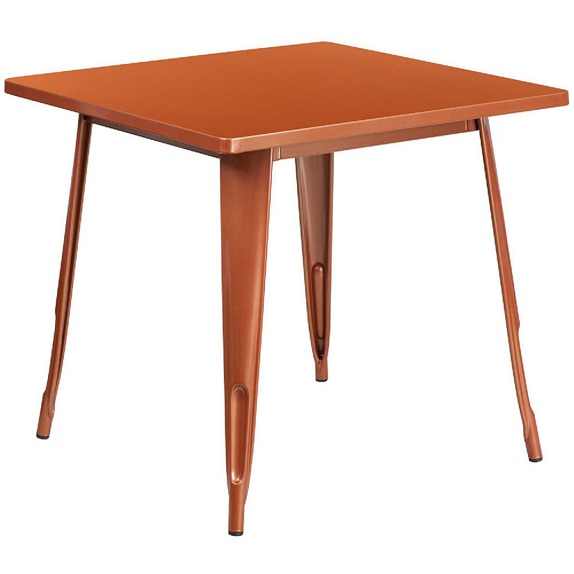 Emma + Oliver Commercial Grade 31.5" Square Copper Metal Indoor-Outdoor Table Image