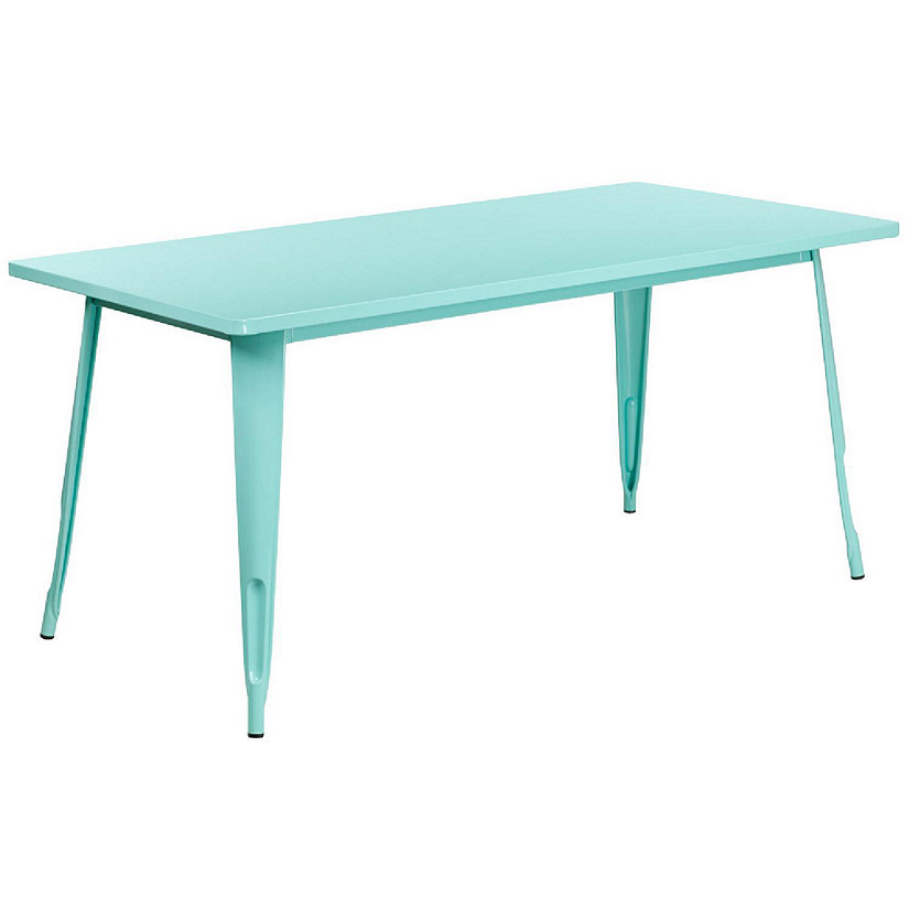 Emma + Oliver Commercial Grade 31.5" x 63" Rectangular Mint Green Metal Indoor-Outdoor Table Image