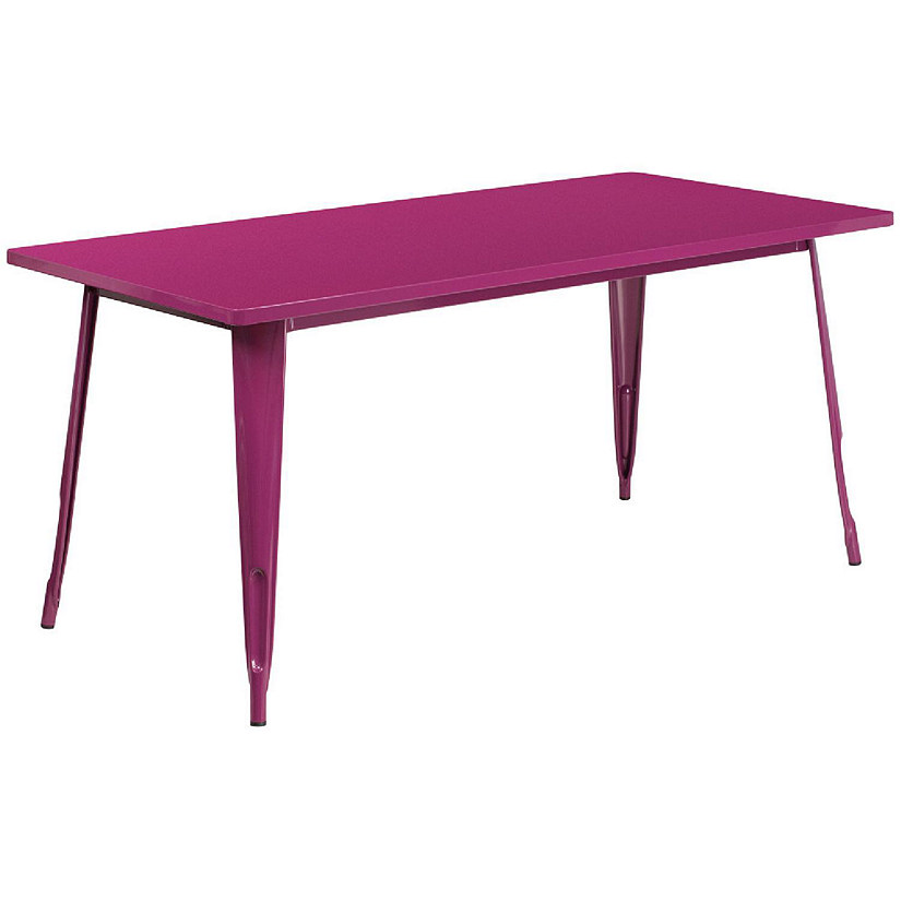 Emma + Oliver Commercial Grade 31.5" x 63" Rectangular Purple Metal Indoor-Outdoor Table Image
