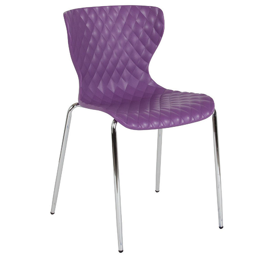Emma + Oliver Contemporary Design Purple Plastic Stack Chair Image